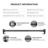 ARODDY – Support Dropshipping, OEM/ODM pris en charge, Tringle à rideaux moderne en acier au carbone réglable de 0,5 à 0,8 m avec crochet latéral