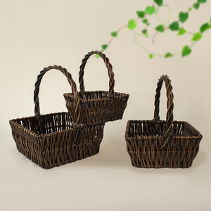 JY 3 Pcs <span class=keywords><strong>Panier</strong></span> en osier avec poignée <span class=keywords><strong>Panier</strong></span> <span class=keywords><strong>de</strong></span> <span class=keywords><strong>fruits</strong></span> ovale tressé en saule Cadeaux <span class=keywords><strong>de</strong></span> récolte Petit <span class=keywords><strong>panier</strong></span> vide pour <span class=keywords><strong>fruits</strong></span> et légumes - Product Image 1