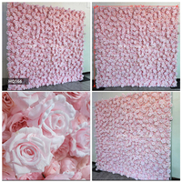 Panneau mural carré DKB 8x8 pieds en soie artificielle rose, arrangement de fleurs artificielles pour la décoration de cérémonie de mariage