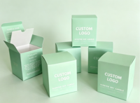 Boîtes d'emballage minimalistes pour bougies avec fenêtre transparente, personnalisables pour les bougies à la cire de soja et les bougies parfumées