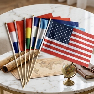 Drapeau à main avec mât en bois, souvenir de <span class=keywords><strong>voyage</strong></span> portable, drapeau américain en polyester pour festival, défilé, souvenir, décoration - Product Image 5