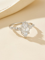Cincin Wanita Perak Sterling S925 Laris Manis, Berlian Mata Kuda Karbon Tinggi, Cincin Batu Permata Trendi, Lapisan Emas, Mewah Ringan