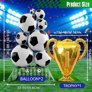 Ballons en aluminium brillants Football et Trophée, lot de 3, géants, sur pied, <span class=keywords><strong>pour</strong></span> décoration de fête, thème sportif, <span class=keywords><strong>anniversaire</strong></span> <span class=keywords><strong>pour</strong></span> garçons et hommes - Product Image 2