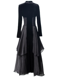 <span class=keywords><strong>Abito</strong></span> da Sera <span class=keywords><strong>Lungo</strong></span> XXXL Primavera 2026, Vestito da Festa Sexy con Scollo a V, Alta Qualità, <span class=keywords><strong>Organza</strong></span> Patchwork, Maniche Lunghe, Maxi <span class=keywords><strong>Abito</strong></span> in Velluto Nero - Product Image 2