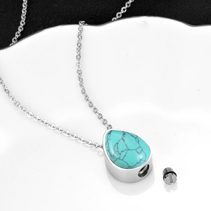 Nouveau pendentif en pierre naturelle pour animaux de compagnie urne en acier inoxydable collier lunette réglage Unique crémation pour animaux de compagnie cendres bijoux commémoratifs - Product Image 2