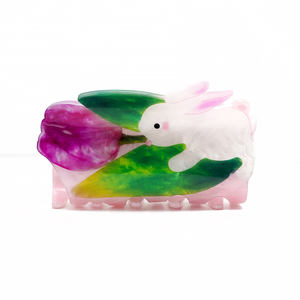 Clips de acrílico con estampado UV estilo europeo y americano, accesorios para el cabello de mujer, estilo retro, venta al por mayor personalizada. - Product Image 6