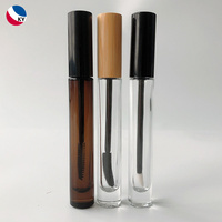 Emballage cosmétique, bouteille de mascara en verre, conteneur de cils ronds vides, ambre clair, tube de verre de brillant à lèvres cosmétique de 8ml et 10ml