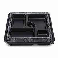 Conteneur alimentaire multi-compartiments personnalisé noir avec couvercle en dôme pour la préparation de repas à emporter, boîte à lunch bento, vente en gros
