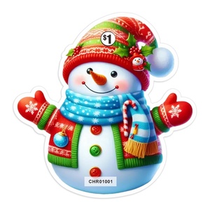 Snowman Shape Pull Tab Tickets Double-Sided Digital Printing Free Design Christmas Style Custom Prize Amount - Product Image 2