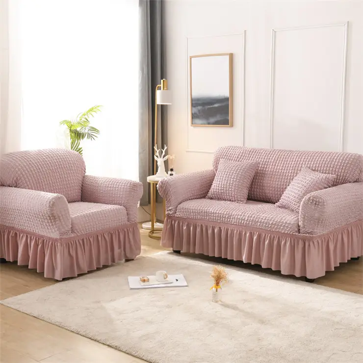 Sofá Universal Slipcover com saia 1 peça equipada sofá capa All-Purpose mobiliário protetor