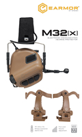 Casque de protection auditive EARMOR avec réduction de bruit électronique et communication, adaptateur pour rail de casque tactique