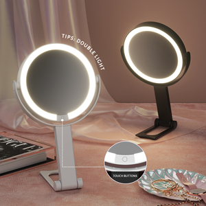 Tabletop handhold treo xách tay thắp sáng vẻ đẹp gương hai mặt <span class=keywords><strong>Magnifying</strong></span> du lịch trang điểm gương với đèn - Product Image 1