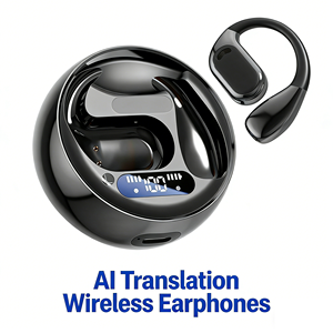 Audífonos de Traducción Inteligente con IA de 144 Idiomas, Resistentes al Agua IPX5, M76 V5.4, Pantalla Digital, Auriculares Inalámbricos con Traductor - Product Image 1