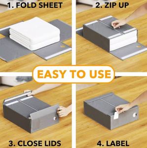 Organisateur de rangement pliable rectangulaire au design moderne pour draps, linge et vêtements, avec fenêtre circulaire, pour armoire domestique - Product Image 6