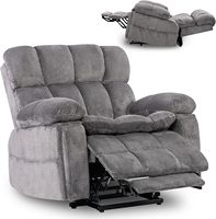 Fauteuil inclinable électrique extra large Zuacs, moderne, adapté aux personnes âgées, double moteur, tissu, appui-tête réglable, massage chauffant, repose-pieds en métal