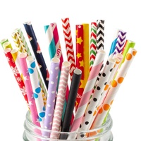 Vente chaude Pailles personnalisées en bois et papier avec logo imprimé motif floral écologiques jetables durables pour le camping et sûres pour les aliments