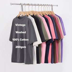 Camiseta Vintage Lavada al Ácido de Alta Calidad al por Mayor, con Logotipo Personalizado, para Hombre, Talla Grande, 100% Algodón, Unisex - Product Image 3