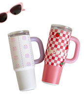 Grande Tasse Thermos Isotherme en Acier Inoxydable Grande Capacité avec Paille et Poignée Anti-Fuite pour Filles, Idéale pour le Bureau - Tasse Cadeau