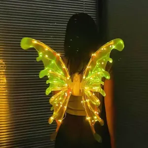 Parti süslemeleri prenses Cosplay kostüm Up Led ışık parlayan parlak kızlar peri hareketli elektrikli kelebek kanatları