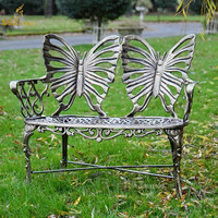 Personnalisé Extérieur Jardin Abstrait Art Décor En Métal Revêtement Animal Banc Statue Grande Sculpture De Chaise En Acier Inoxydable De Couleur Papillon