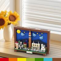 Scenic - Juego de Bloques de Construcción Clásicos del Horizonte Urbano, 580 Piezas, Ladrillos Encajables de Edificios Culturales Panorámicos MOC para Niños, Kit de Juego STEM