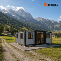 Maison conteneur extensible BlocNEST, bungalow préfabriqué modulaire avec aménagement flexible pour la vie de famille et les vacances