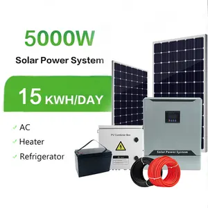 Solar Energy System 5000 Watts Hybrid Inverter Full Sets Solar Panels Off Grid Power Energy Home 5kw Power System Kit