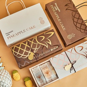 Emballage personnalisé, papier d'emballage, boîtes en papier, boîtes cadeaux pliantes, boîtes à gâteaux, enveloppes de luxe en feuille d'or ananas, vente en gros - Product Image 2