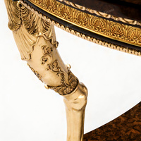 Table d'appoint en bois massif au design classique avec peinture artistique et sculpture de luxe, meuble rond pour salon