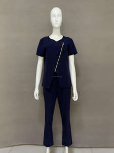 Srubs imprimé <span class=keywords><strong>blanc</strong></span> fermeture éclair gommage ensembles Joggers hauts gommages médicaux Medic Antiflu femmes vendeur médecin uniforme infirmière costume - Product Image 5