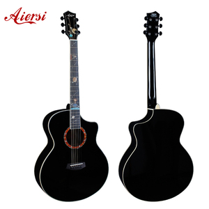Aiersi Marka Siyah Renkli <span class=keywords><strong>40</strong></span> İnç Uzay Yıldızı Tasarımlı Parlak Boyalı Solid Top Akustik Gitar - Product Image 1