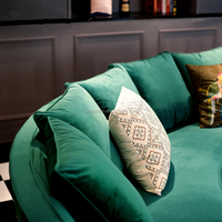 OE-FASHION 2019 7 sitzer NEW indoor möbel runde moderne halb mond geformt lounge grün stoff samt sofa set