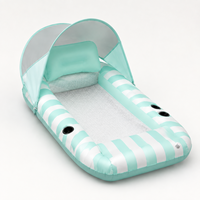 Chaise longue gonflable pour piscine avec auvent pour adultes, flotteur pare-soleil en PVC avec porte-gobelets, marque privée pour complexe hôtelier
