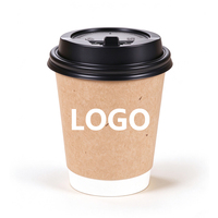 Gobelet à café en papier kraft brun jetable à double paroi, impression de logo personnalisable pour les fournitures de café à emporter