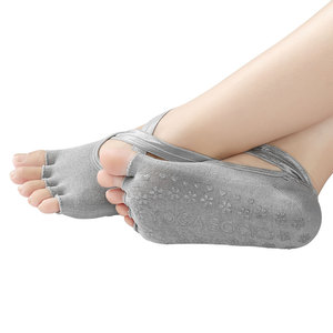 Yoga Socks Non-Slip Open Toe Women's Cotton Anti-Slip Floor Exercise Yoga Pilates Socks Solid Color Regular Style - Product Image 3