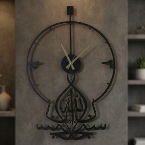 <b>Modern</b> Metal <b>Wall</b> <b>Clock</b> With Arabic Calligraphy Design Round Quartz Analog Hanging <b>Clock</b> For Living Room Decor - Product Image 5