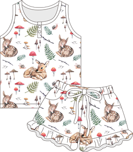 Pijamas de Verano para Bebés de Alta Calidad con Estampado Personalizado, Conjunto de 2 Piezas con Top con Volantes y <span class=keywords><strong>Tirantes</strong></span> para Niñas, Ropa de Dormir de Verano - Product Image 4