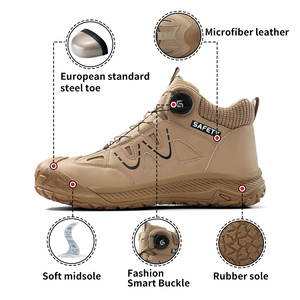 Guyisa Bottes de sécurité à bout en acier anti-écrasement et anti-crevaison confortables en maille de microfibre avec boucle intelligente pour toutes les saisons pour hommes - Product Image 2