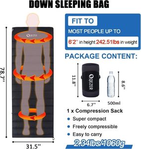 <span class=keywords><strong>Sac</strong></span> <span class=keywords><strong>de</strong></span> <span class=keywords><strong>couchage</strong></span> enveloppant rembourré <span class=keywords><strong>de</strong></span> duvet, <span class=keywords><strong>léger</strong></span>, personnalisable, imperméable, coupe-vent, 3 saisons, pour le camping en plein air, adulte - Product Image 2