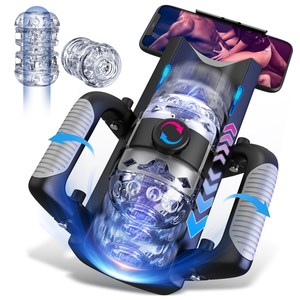 Handsfree pocket pussy voor mannen, volwassenen speeltjes, 12cm stootafstand, automatische mannelijke masturbatoren met telefoonstandaard en opklapbaar handvat. - Product Image 1