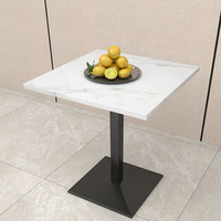 Tables de salle à manger de luxe pour pub et restaurant, base en métal, plateau en marbre carré, petite table de salle à manger
