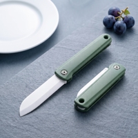 Couteau à fruits portable pliable en céramique et ABS, durable, avec verrouillage, ambidextre, finition polie, lame blanche tranchante, pour cuisine, épluchage et voyage