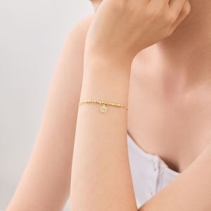 Dylam Luxurious Design S925 Silver Double Layers Chain Beads Five-petal Flower Pendant <b>Adjustable</b> Length Bangles & <b>Bracelets</b> - Product Image 5