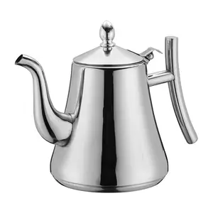 金色闪亮抛光不锈钢茶壶老式咖啡壶带过滤服务阿拉伯水壶