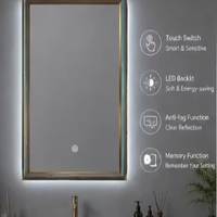 Miroir LED intelligent éclairé mural pour salle de bain, anti-buée, interrupteur tactile, intensité réglable, 3 températures de couleur, IP44 CE