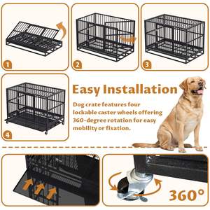 Cage pour grands chiens, <span class=keywords><strong>oiseaux</strong></span> et perroquets, 48/36/42 pouces, robuste, en acier inoxydable et bois, indestructible, anti-évasion, verrouillable, vente en gros - Product Image 6