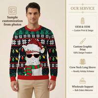 Pull de Noël moche FANJIA avec imprimé graphique 3D, col rond unisexe, pull de fête de Noël, pull en tricot