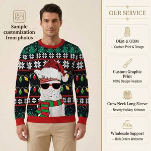 FNJIA <strong>Men</strong> Cool Alpaca Santa Sunglasses Ugly Christmas Sweater <strong>XMAS</strong> Knit Christmas <strong>Jumper</strong> - Product Image 3