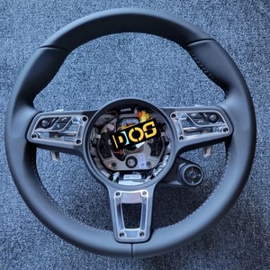 Volante Deportivo Personalizado de Cuero Negro DOS para <span class=keywords><strong>Porsche</strong></span> 911 991 992 Cayenne 958 987 <span class=keywords><strong>Boxster</strong></span> <span class=keywords><strong>986</strong></span> Panamera 970 Taycan Macan - Product Image 1