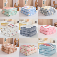 Couverture en gaze 100 % coton tissée à 6 couches, couette climatisante pour enfants, couvre-lit d'été simple et double, linge de lit pour bébé
